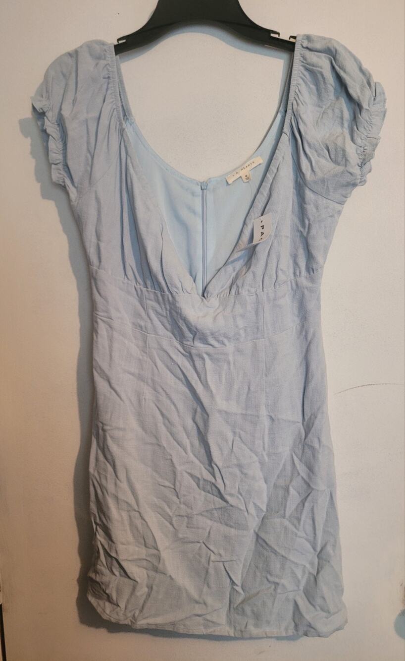 PACSUN LA HEARTS NWT Womens M Blue Mini Dress V-Neck- Flirty Coastal Travel Chic